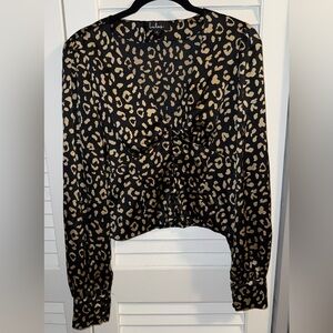 Lulus Leopard Print Long Sleeve Button Front Top